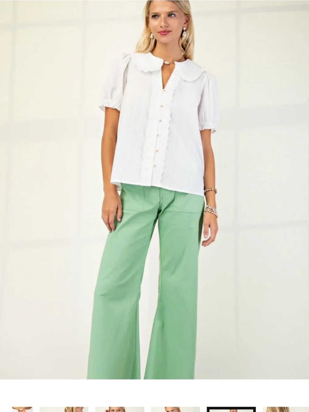 Gigio White Peter Pan Collar Blouse - Picture 3 of 6